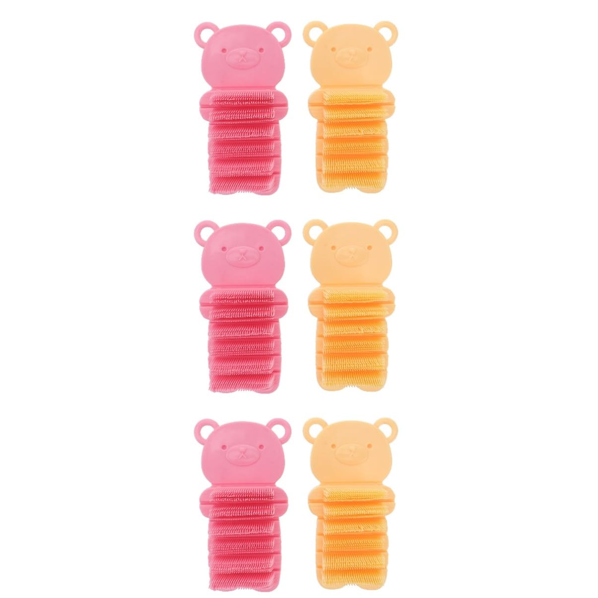 FRCOLOR 6pezzi Per Unghie e Mani Spazzole Per Rimozione e e Colori Giallo e Rosa