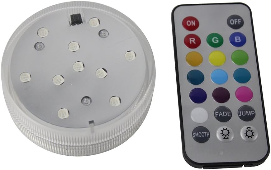 FENGHU Aquarium Light 10 LED RGB Submersible Light Remote Controlled IP68 Underwater Swimming Pool Light Vase Bowl Lamp Fish Tank Garden Party Decor