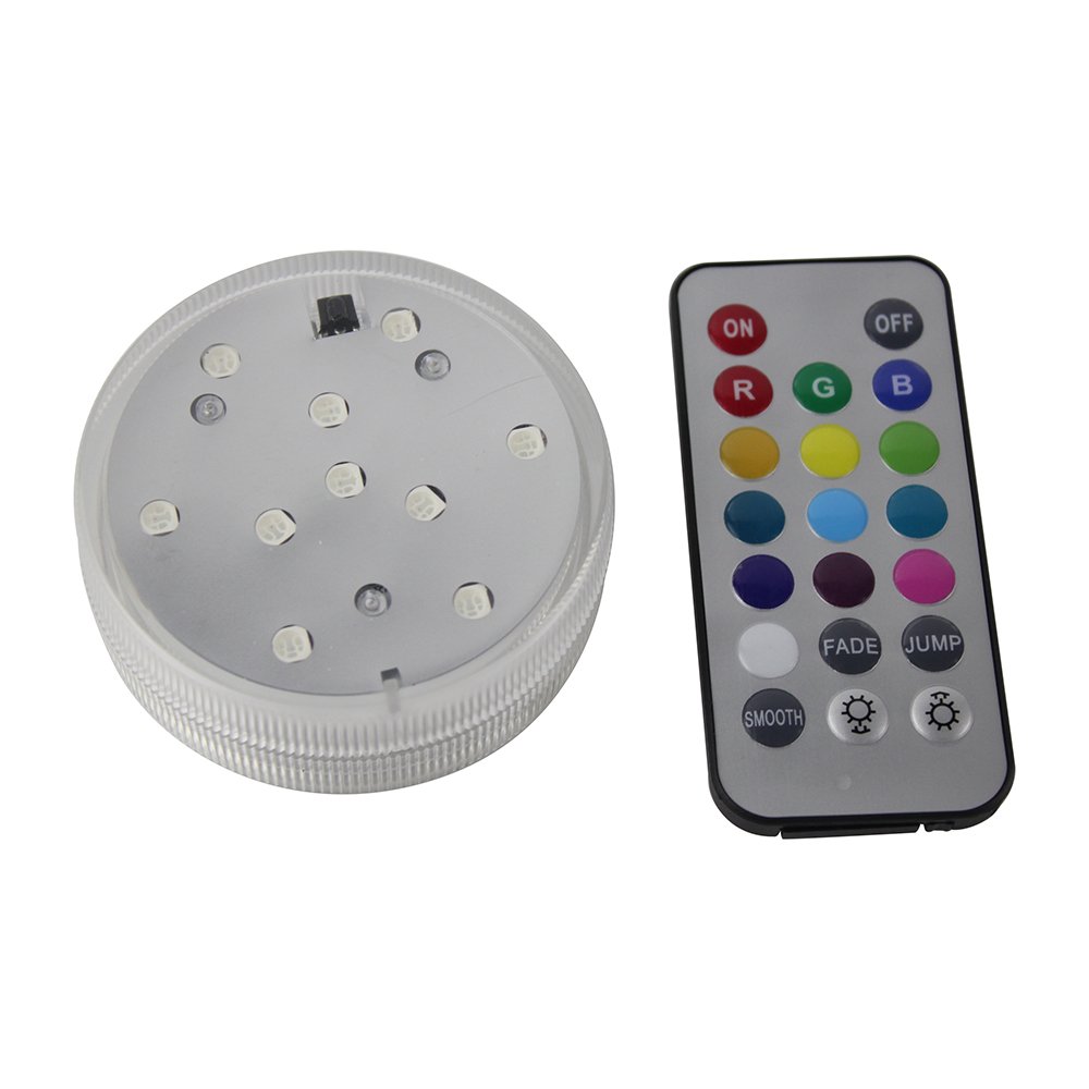 FENGHU Aquarium Light 10 LED RGB Submersible Light Remote Controlled IP68 Underwater Swimming Pool Light Vase Bowl Lamp Fish Tank Garden Party Decor