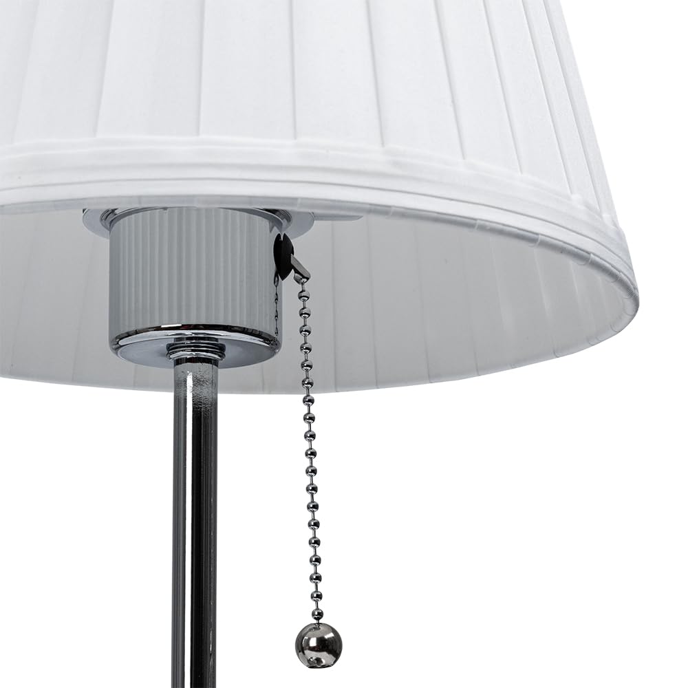 Lámpara de mesa para bombilla LED, tela y metal en acabado blanco, con cable y enchufe, mesita de noche y luz auxiliar para salón y dormitorio