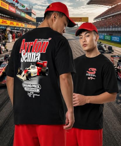 Image of Khakey Men's F1 Racing Graphic Printed Black T-Shirt | Formula 1 Back Print Drop Shoulder Tee | Motorsports Car Print Tshirt for Men & Women | Cotton Streetwear Tee's | Unisex Fit