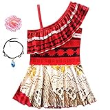 Marosoniy Girls' Swimwear One-Piece Swimsuit Digital Print Moana Adventure Bikini with Necklace and...