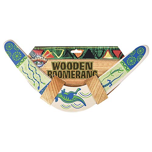 2 Pack Of Wooden Boomerang For Kids (14.5") Red And Green. Australian National Aboriginal Design. Kenguru Lizard Snake Print. #TOP4