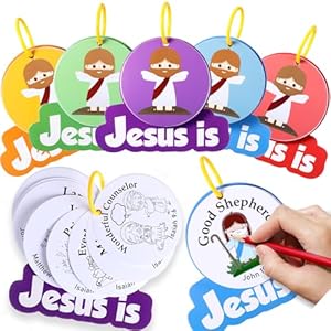 30 Pcs End of Year Gifts for Church Christian Coloring Books Names of Jesus VBS Crafts Church Christian Crafts for Sunday School Religious Gifts Nativity Bible Story Study Kit
