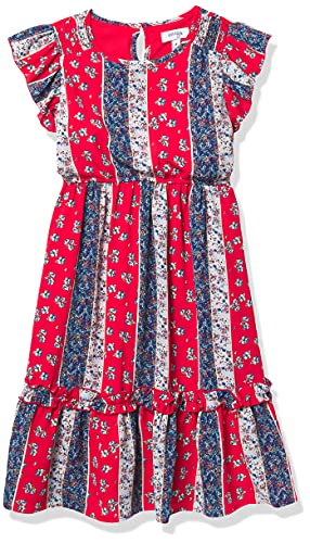 Speechless Girls' Ruffled Maxi Dress, Navy/Red, 16