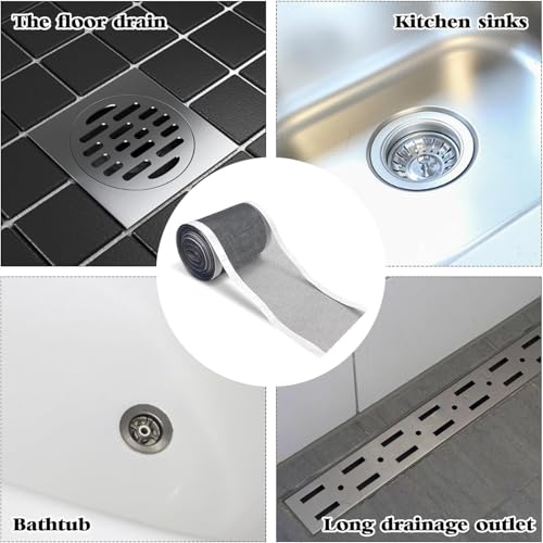 Image of Cord Sink Stopper Self Adhesive Mesh Roll for Bathroom Drain Kitchen Sink Strainer Disposable Hair Catcher Shower Drain Mesh Stickers Cuttable PVC Mash Shower Drain Cover (7cm x 5m)
