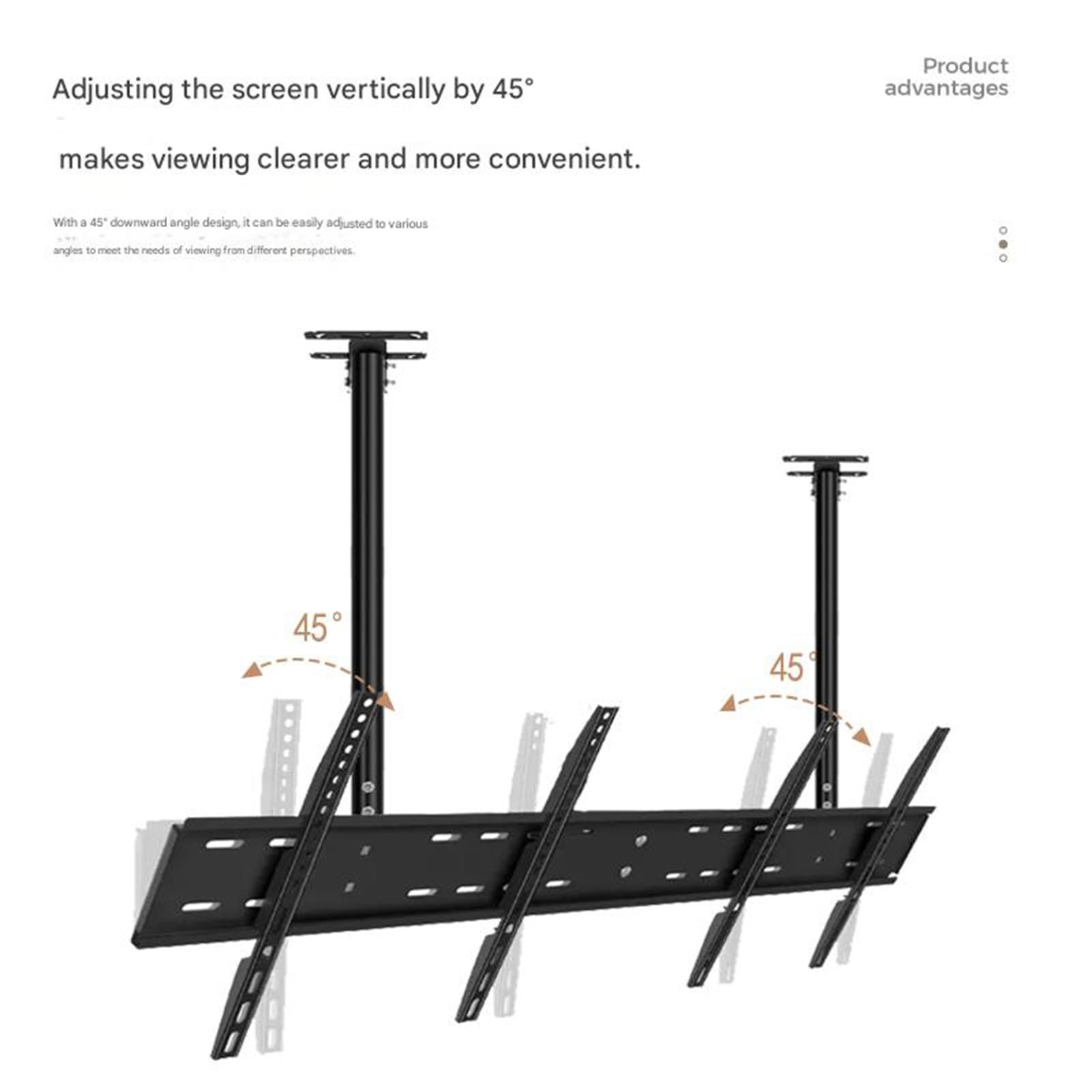 Supporto for TV da Soffitto con Doppi Pali E Doppi Schermi, Supporto TV Regolabile A Movimento Completo for 2 Schermi Fino A 55", capacità 70 Kg/150 Libbre(14"-40")