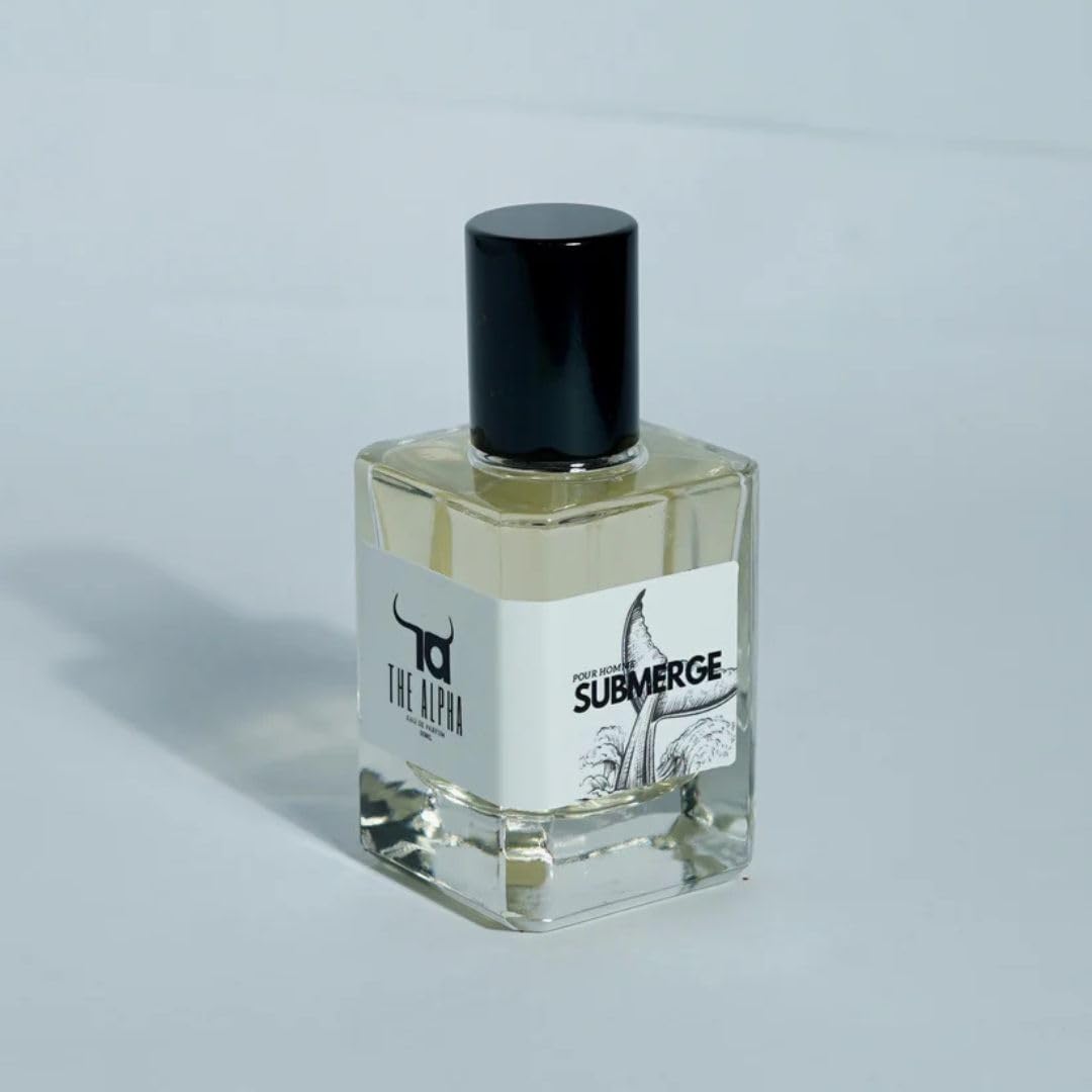 the alpha for men submerge perfume, fresh aquatic fragrance with aqua, mandarin & bergamot notes, crisp day wear scent 50ml
