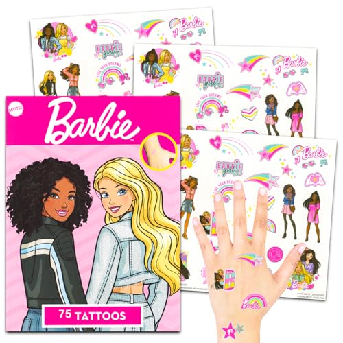 Barbie Tattoos for Girls Set - Bundle of 75 Barbie Temporary Tattoo Party Favors Goodie Bag Fillers and More | Barbie Party Supplies for Girls