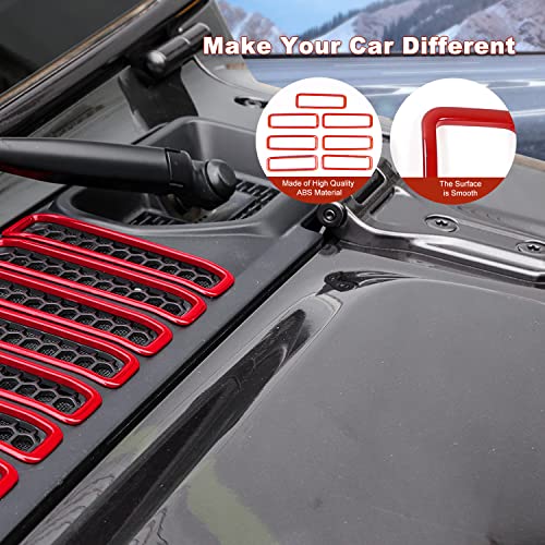 Image of Hood Vent Cover Cowl Panel Vent Cover Trim Fit for 2018-2025 Jeep Wrangler JL JLU & Gladiator JT Exterior Accessories (Red)