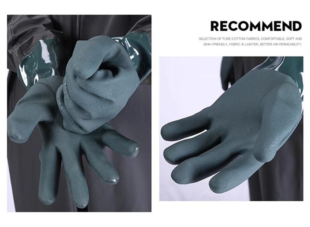 Guantes de Pesca Guantes de Pesca de 64 cm de Largo, Impermeables, Resistentes al Aceite, Antideslizantes y Resistentes al Desgaste (Color : Green, Size : 5pcs)