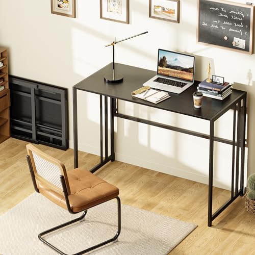 Image of Elephance 40 inch Folding Computer Desk No Assembly Needed Foldable Small Home Office Desk Study Writing Desk Gaming Table for Small Space