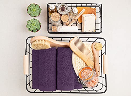 Image of Utopia Towels 12 Pack Cotton Washcloths Set, 100% Ring Spun Cotton, Premium Flannel Face Cloths, Highly Absorbent and Soft Feel Fingertip Towels, Beige, Plum, Sage Green, Navy