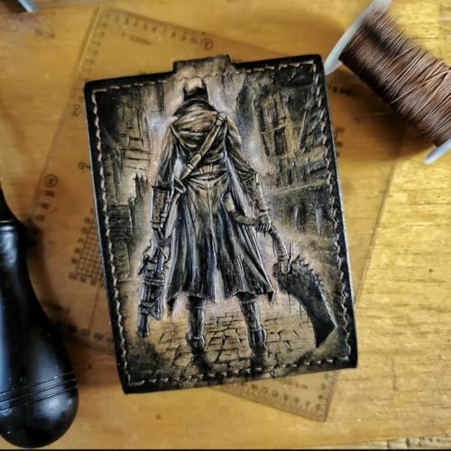 Bloodborne, The Holy Blade, Ludwig, The Old Hunters, Men's 3D Genuine Leather Wallet, Handmade wallet, Carved wallet, Tooled wallet, Airbrush Art, Bifold wallet, Custom wallet, Personalized wallet2