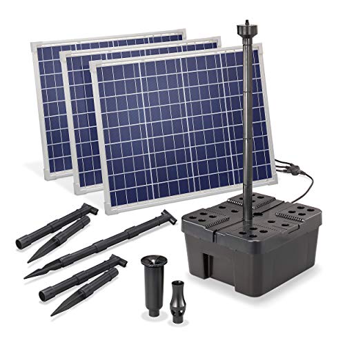 Solar Pond Filter Complete Set Professional - 5000 L/H Conveying Capacity + 3 x 50 W Modeul - for Garden up to 8.000l - Decorative Water Feature - Pump Esotec 100912