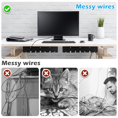 QOUBNIC Kabelkanal Schreibtisch, Kabelkanal Schreibtisch fürs Kabel Management Kabelmanagement, Kabelwanne Schreibtisch für Home Office