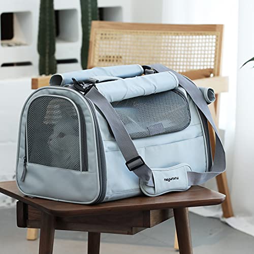 FUKUMARU Transportbox Katzen, Faltbare Tragetasche, Hundetasche mit Reisetasche, Transporttasche für Katzen/Hunde bis 22 kg, Hellgrau, groß