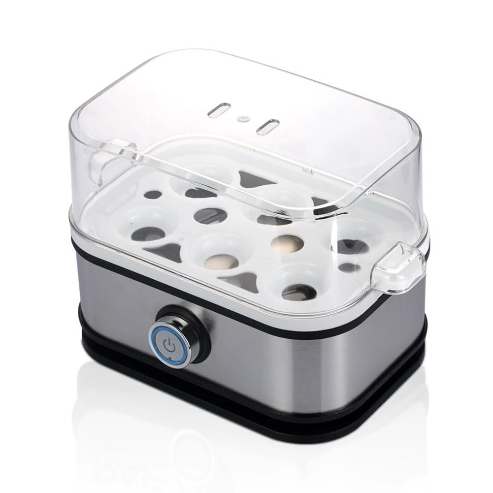 Cuiseur à œufs 6 en 1 en acier inoxydable pour faire bouillir pocher et cuire à la vapeur avec arrêt automatique 400 W facile à nettoyer plateaux amovibles ustensiles de cuisine