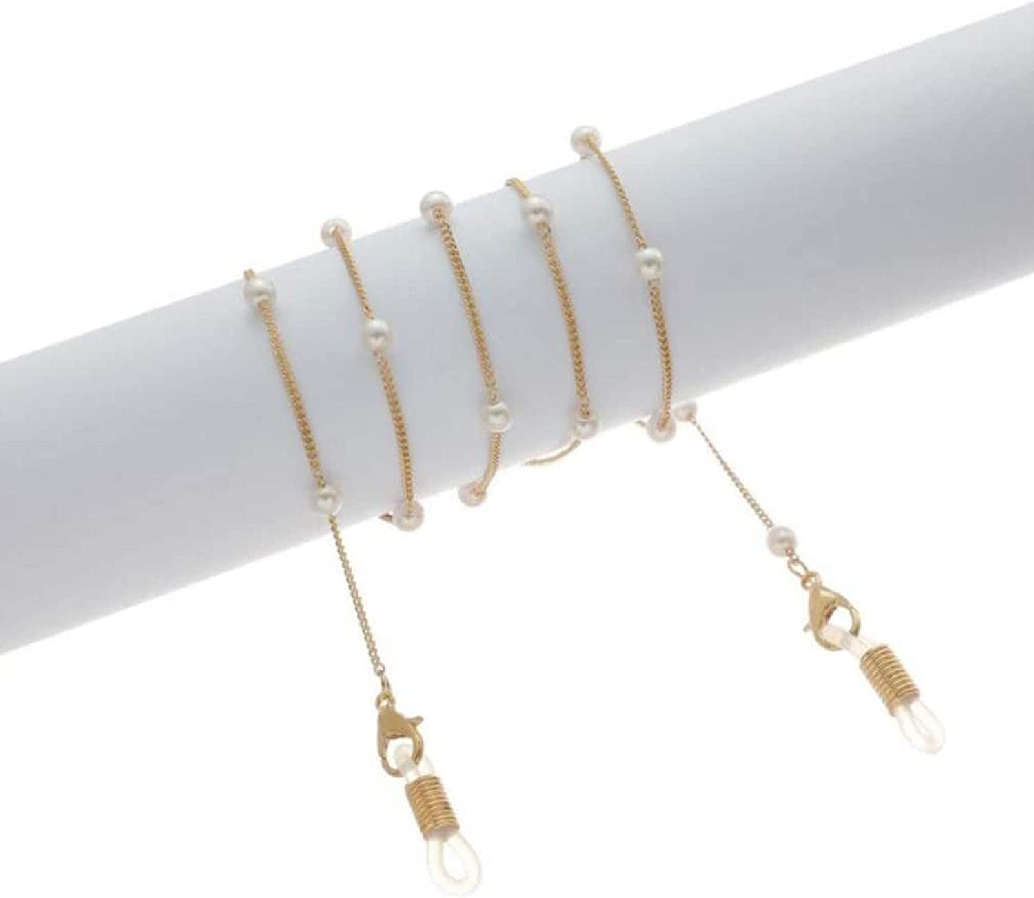 Cinturino for occhiali con perline bianche for donna, collana