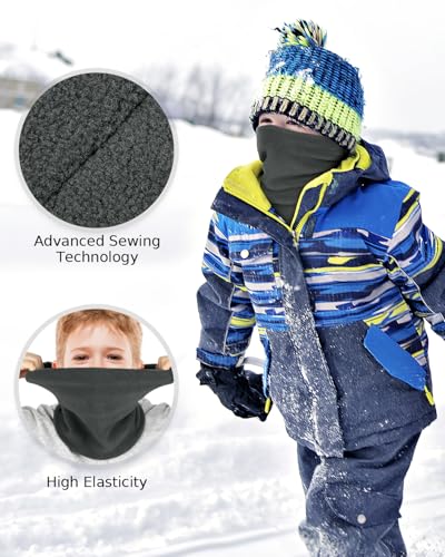 Aegend Neck Warmer for Kids 2 Pack, Double-Layer Fleece Ski Neck Gaiter for Boys Girls Youth Winter Cold Weather Scarf4