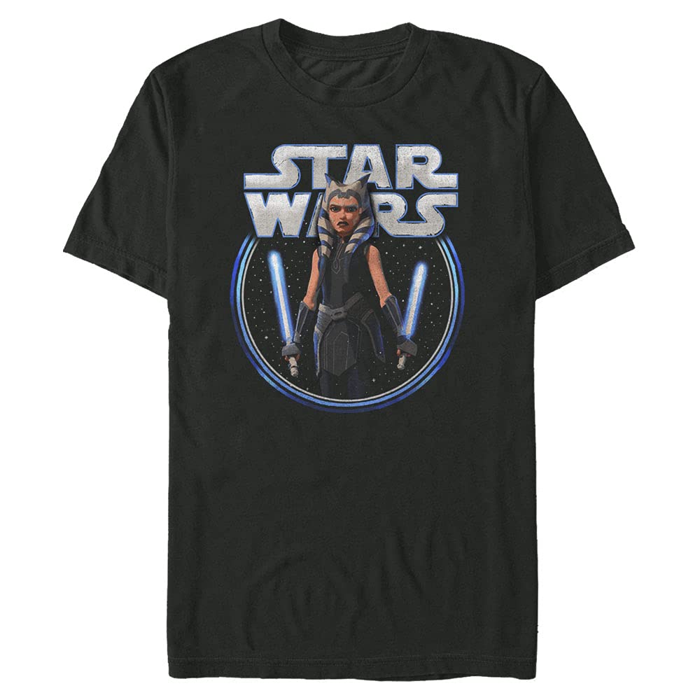Star Wars Mens Big & Tall Clone Wars Ahsoka Stars T-Shirt, Black, 4X-Large