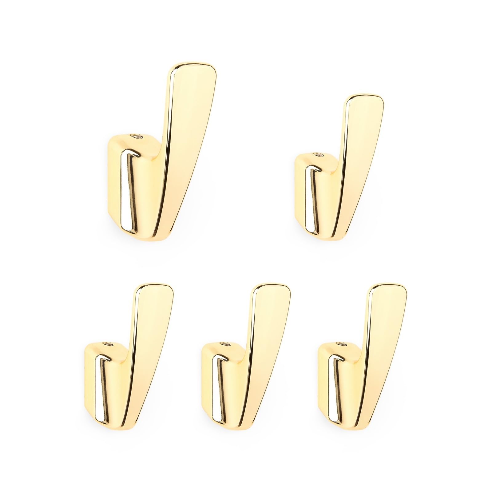 Dhetye Bright Gold 5Pcs Coat Rack Wall Hooks Coat Rack,Wall Hooks,Matte Gold Storage Towel Holder(Bright Gold 5Pcs)