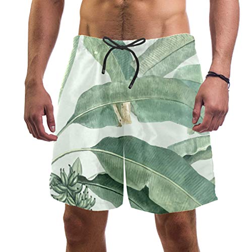 Short de bain pour homme XL multicolore à motif feuilles tropicales et 2 poches