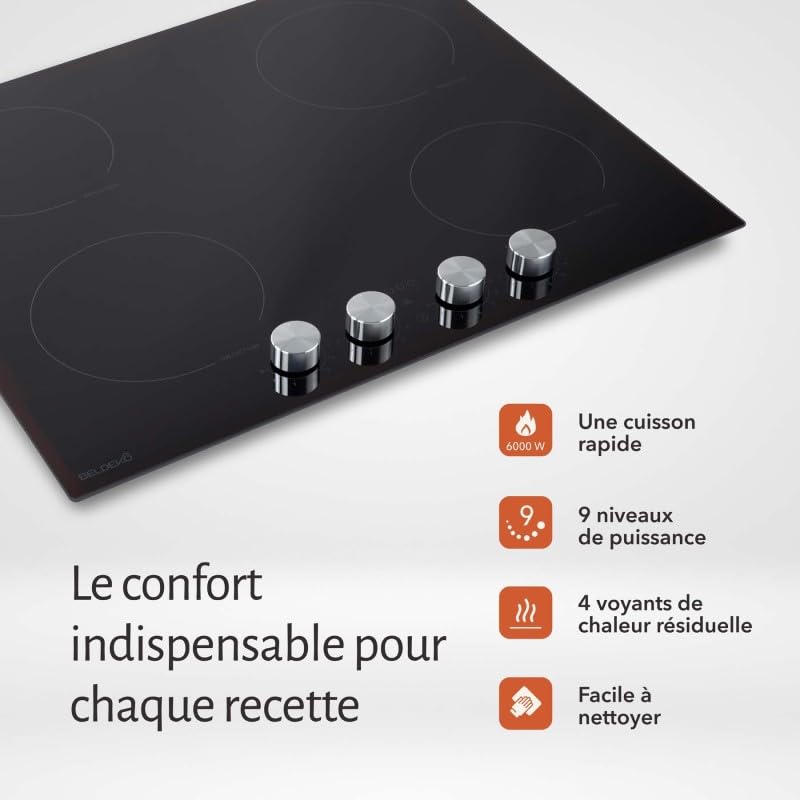 BELDEKO Plaque Induction 4 Feux 6000W Manettes 59 cm - Marque Française