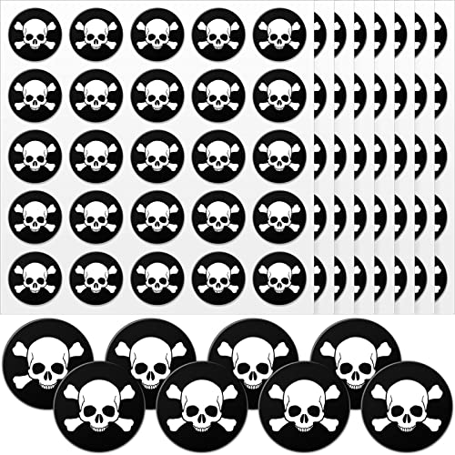 Image of Leinuosen Helmet Stickers Football Baseball Helmet Decals 1-1 /8 Inch Vinyl Sports Football Decals Self Adhesive Hockey Stickers for Hockey, Lacrosse, Batting(Black Print White,Skull)