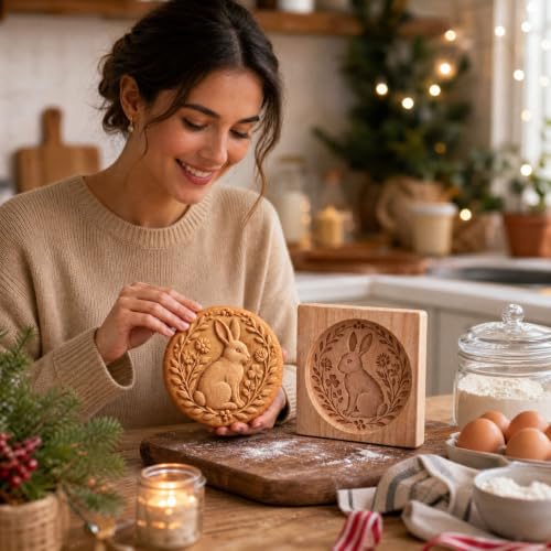 4.72in Carved Wooden Christmas Cookie Stamps, Mini Pie Molds, Elk Print - image 5