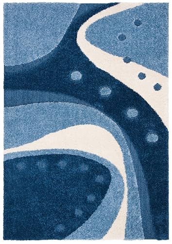Tapete rectangular 6 x 9 pies azul oscuro ecru miniatura 2