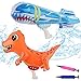 deAO Pistole ad Acqua gonfiabili Set di 2 Disegni Dinosauro e Squalo attività Estive e Giochi All'aperto per Bambini e per Feste in Spiaggia, in Piscina e in Acqua