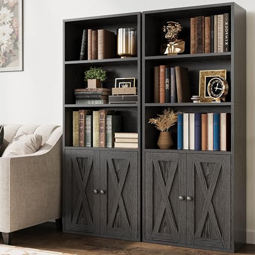 IRONCK-Industrial-Bookshelves-and-Bookcases-with-Doors-118-in-Depth-Set-of-2-Floor-Standing-5-Shelf-Display-Storage-Shelves-Bookcase-Home-Decor-Furniture-for-Home-Office-Living-Room-Bedroom IRONCK Industrial Bookshelves and Bookcases with Doors 118 in Depth Set of 2 Floor Standing 5 Shelf Display Storage Shelves Bookcase Home Decor Furniture for Home Office Living Room Bedroom