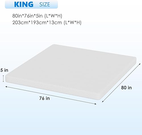 Miniatura 2 de FDW King Green Tea - Colchón de espuma viscoelástica de gel refrescante para alivio de presión para niños y adultos, certificado CertiPUR-US