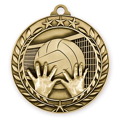 Express Medals Volleyball Gold 1st Place Medal with Neck Ribbon Award Trophy WAM9 (50)