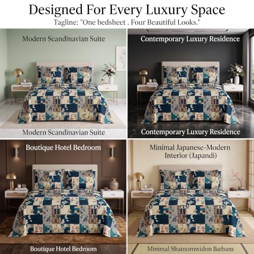 Image of VAS COLLECTIONS 240 TC Cotton Double Bedsheet with 2 Pillow Covers, Ultra Soft & Breathable Bed Sheet Set, Skin Friendly, Fade Resistant, Easy Care Bedding, 90 x 100 Inches - Turquoise Blue