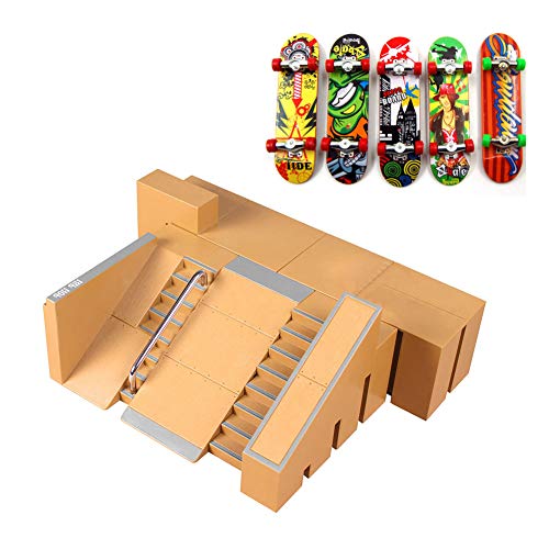 Newin Star Finger Skateboard Park, Mini Rails Starter Kit Fingerboard avec 5pcs Fingerboard Skate Park Boy Kid Enfants Ultimate Gift Sport Formation Jeux Props