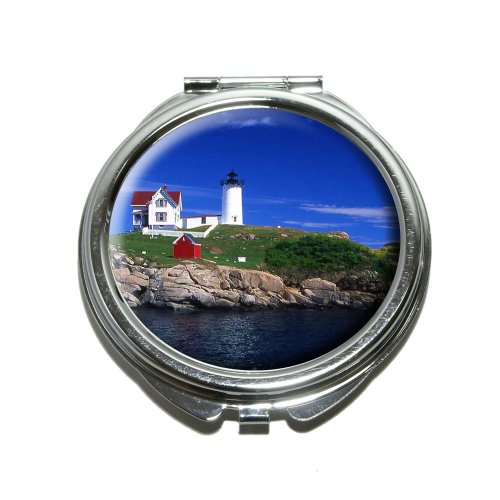 Nubble Light Lighthouse Maine Compact Purse Mirror