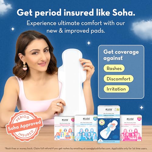 Image of Plush Ultra-Thin XXXL All Night Sanitary Pads For Women (410mm) 2Pcs| Super Absorbent, Heavy Flow & Rash Free | Pure U.S. Cotton Sanitary Napkins With Free Disposable Pouch | Toxin & Fragrance-free