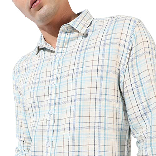 Image of CAHOOT Men's Button Up Shirt for Casual Wear | Regular Fit | Poly Lycra Shirt Crafted with Short Sleeve & Enhanced Stretch Comfort Fit for Everyday Wear