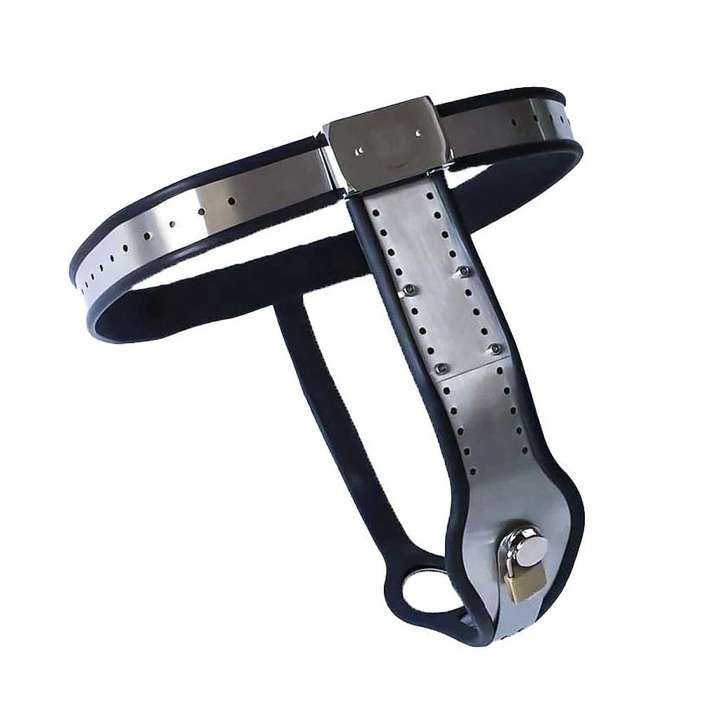 Ceinture de chasteté réglable pour femme en acier inoxydable noir(60-90cm)