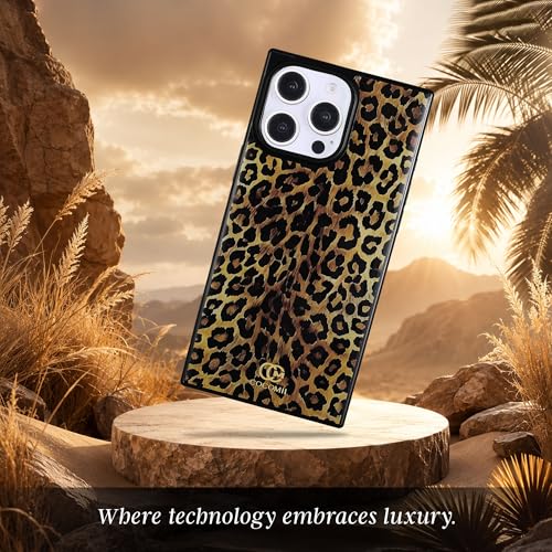 Image of COCOMII Rectangle for iPhone 16 Pro Max Case, Amber Leopard