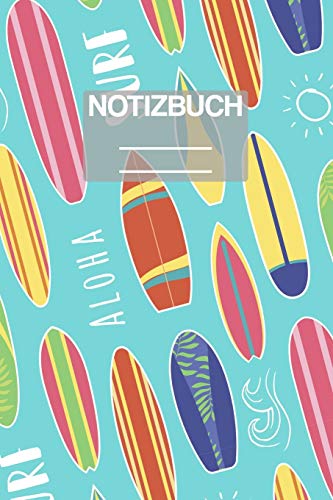 Notizbuch A5 Muster Sommer Surfer Surf Aloha Brett: • 111 Seiten • EXTRA Kalender 2020 • Einzigartig • Dotgrid • Dotted • Punktraster • Geschenk • Geschenkidee