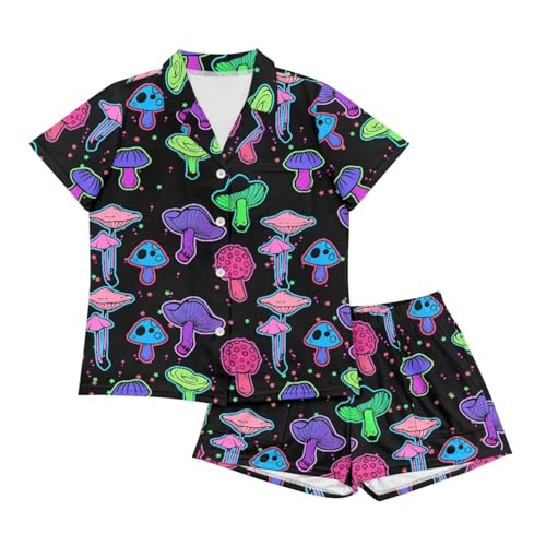 Image of Women's Short Sleeve Sleepwear Pajamas Nightwear with Pockets | skin-friendly breathable material resists pilling fading and deformation after repeated washing