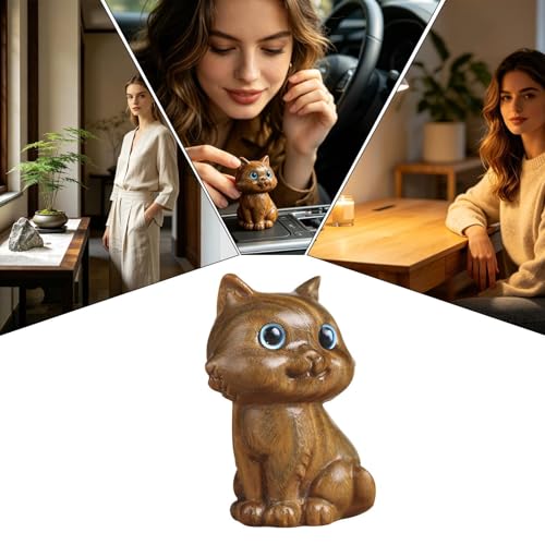 Mignonne sculpture de chat en bois le cadeau idéal pour amoureux de déco - 5