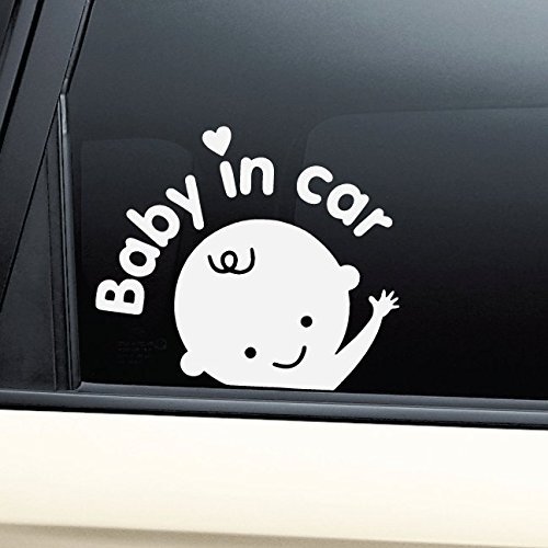 Baby in Car Vinyl Decal Sticker- Die Cut Decal Bumper Sticker for Windows, Cars, Trucks, Laptops, Etc.
