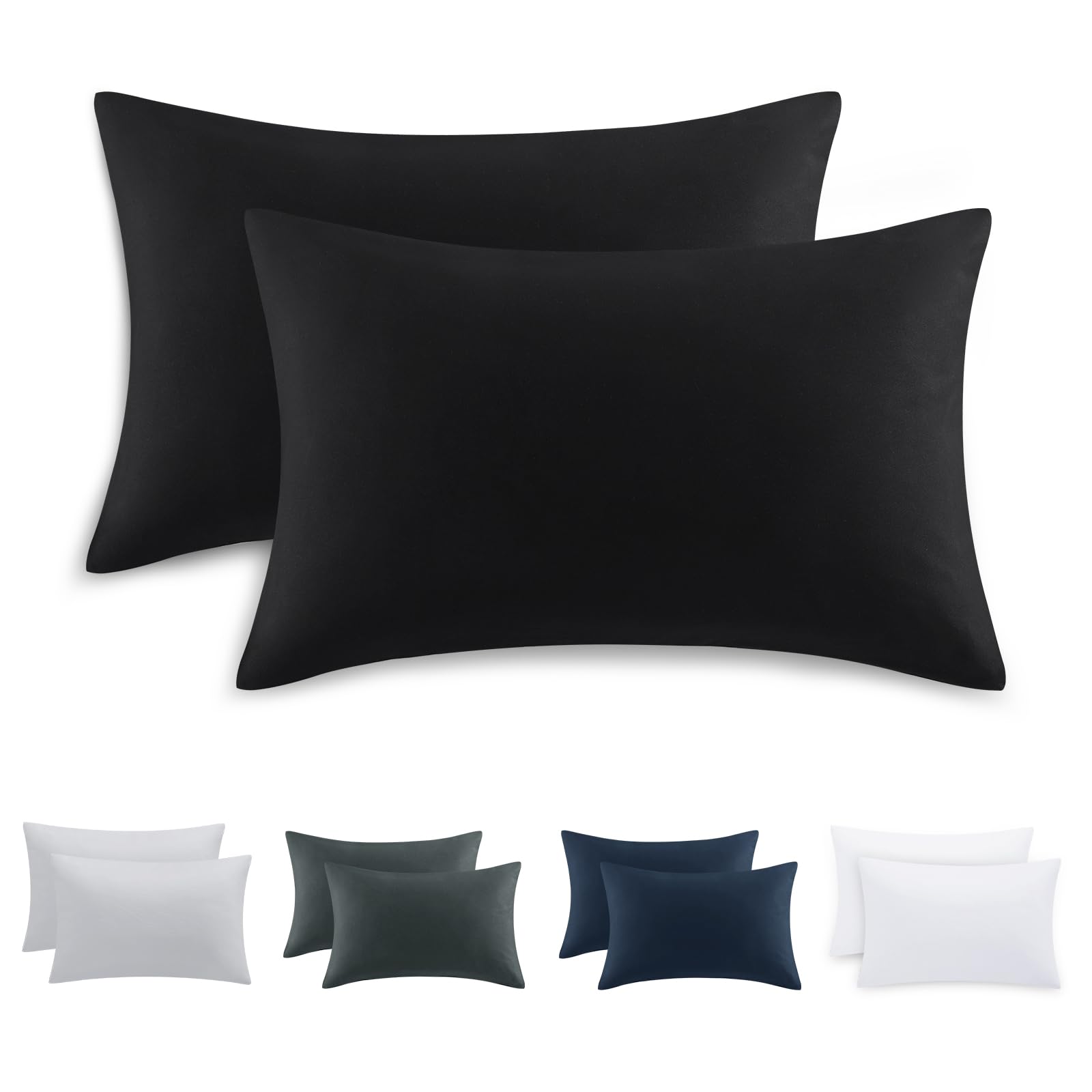 Tifschlaf Pillow Cases 2 Pack, Black Pillowcases Plain Pack of 2