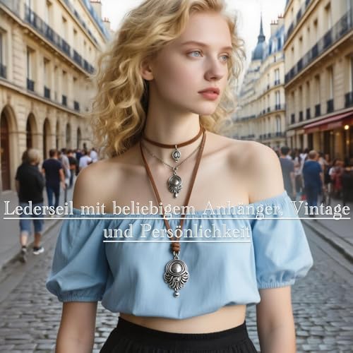 105 Stück Lederband für Ketten Set, Lederbänder für Ketten Lederbänder Zum Basteln Lederkette Damen Flaches Lederband Langlebig, 150m in 5 Farben für DIY Schmuck und Bastelprojekte