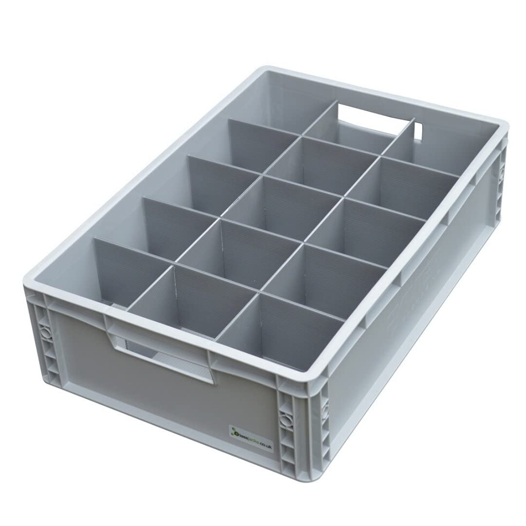 Glassjacks Grey Glassware Storage Container, 15 Cells | Glass Or Item Max Width 97Mm, Glass Or Item Max Height 140Mm