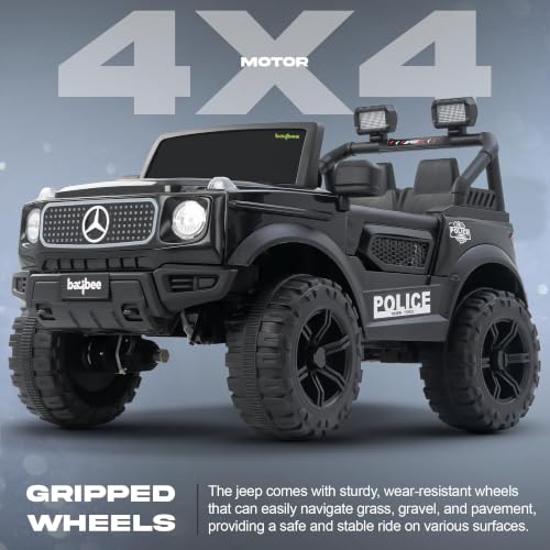 Image of Baybee CruzeX 4x4 Battery Operated Jeep for Kids with Parental Control | Baby Ride On Electric Car with RGB Lights, Music & Swing Mode | Rechargeable Battery Car for Kids 2 to 6 Years (Black)